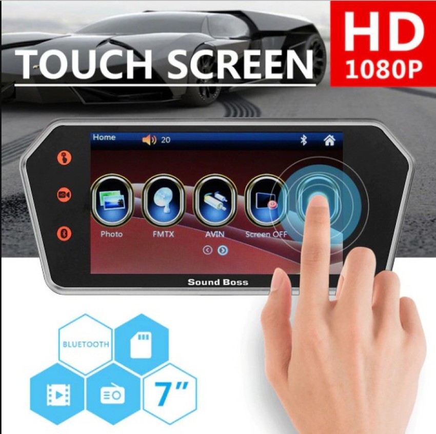 Sound Boss 7 INCH FULL I-TOUCH REAR VIEW MIRROR MONITOR WITH NIGHT VISION  CAMERA (DRIVE SAFE) Black LED Price in India - Buy Sound Boss 7 INCH FULL  I-TOUCH REAR VIEW MIRROR