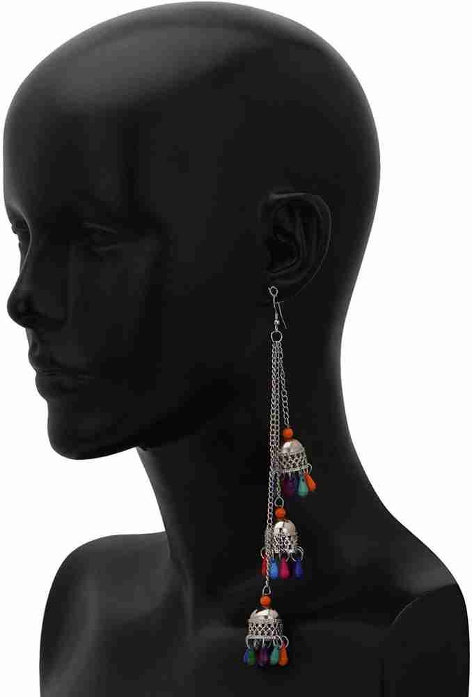 Flipkart Buy Victoria s Den Designer Afghani Kashmiri Tribal Oxidized Dangle Long Earrings for Women and Girls Cubic Zirconia Metal Drops Danglers Jhumki Earring Online at Best Prices in India