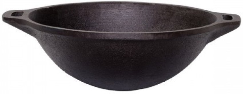 10.5 inch Indian Pure Iron Loha Kadhai Deep Frying Pan Kadhai for Frying, Cooking