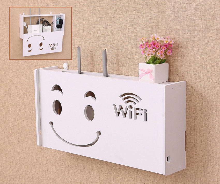 Wifi Router Rack Box Shelf Storage Wall Mounted Wireless Cable Home Decor