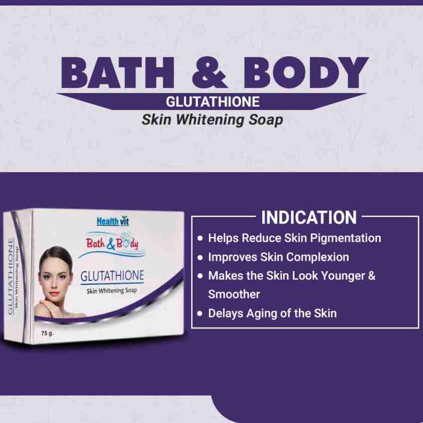 HealthVit Bath Body Glutathione Skin Whitening Soap 75g Pack of