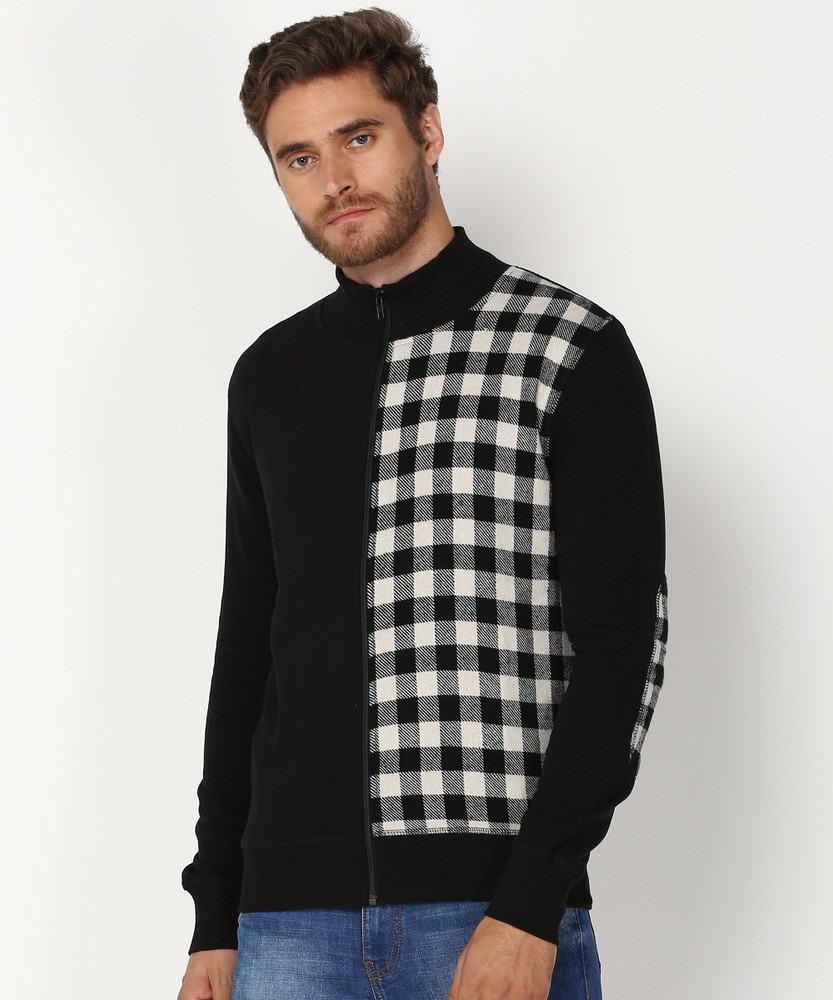 Sweatshirt with checkered sleeves outlet