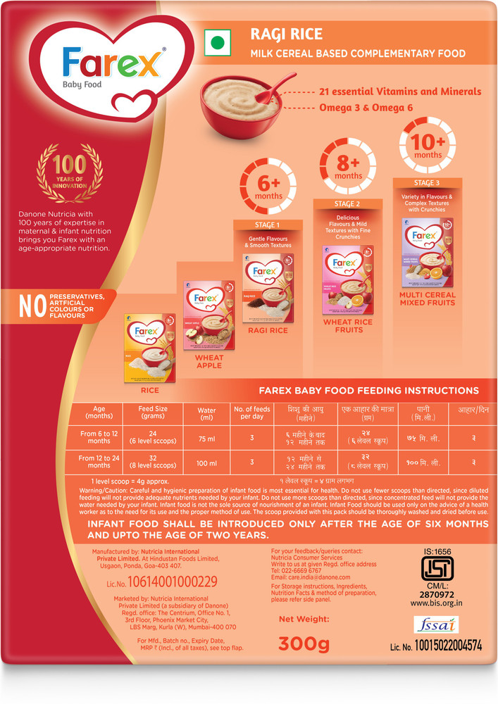 Farex Ragi Rice Fortified Baby Cereal Price in India Buy Farex