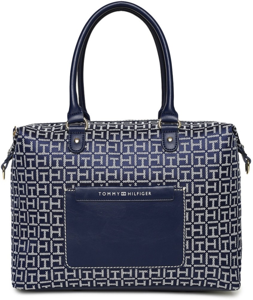 Buy online Navy Blue Textured Regular Handbag from bags for Women