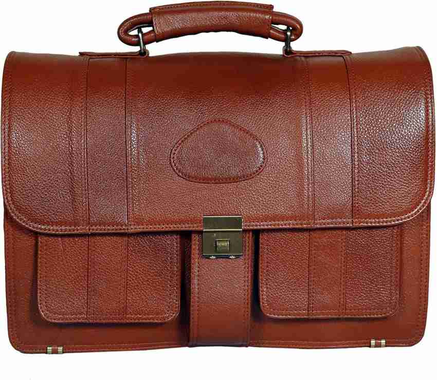 LV 100% Genuine Leather 17'' Laptop Men's Briefcase Bag, 15.6'' Laptop  Compartment, 22 Liters Capacity, Expandable Features