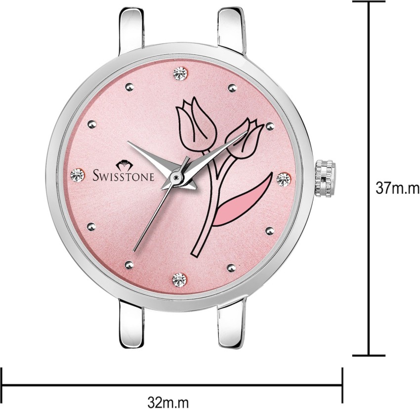 Swisstone analogue pink dial silver hotsell plated bracelet women's wrist watch