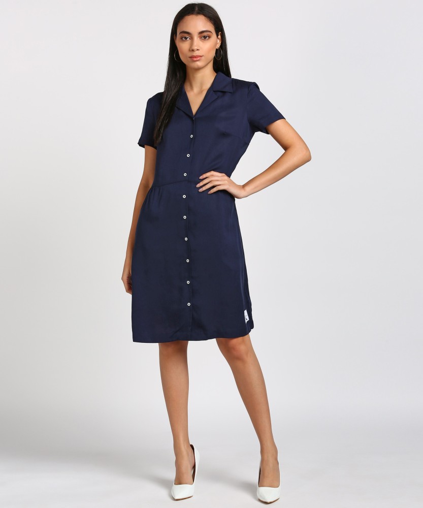 Calvin Klein Jeans Women Shirt Dark Blue Dress Buy Calvin Klein Jeans Women Shirt Dark Blue Dress Online at Best Prices in India Flipkart