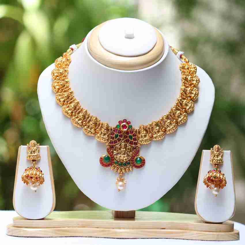 Swarajshop Alloy Gold plated Gold Jewellery Set Price in India