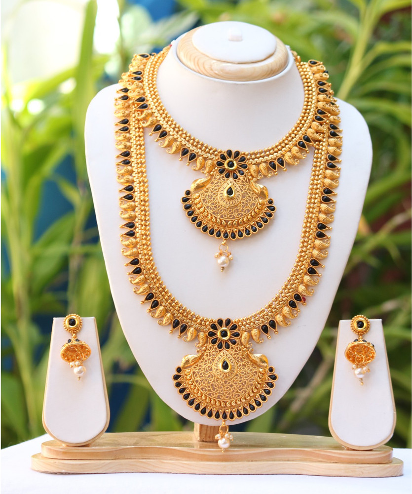 Swarajshop golden necklace set sales