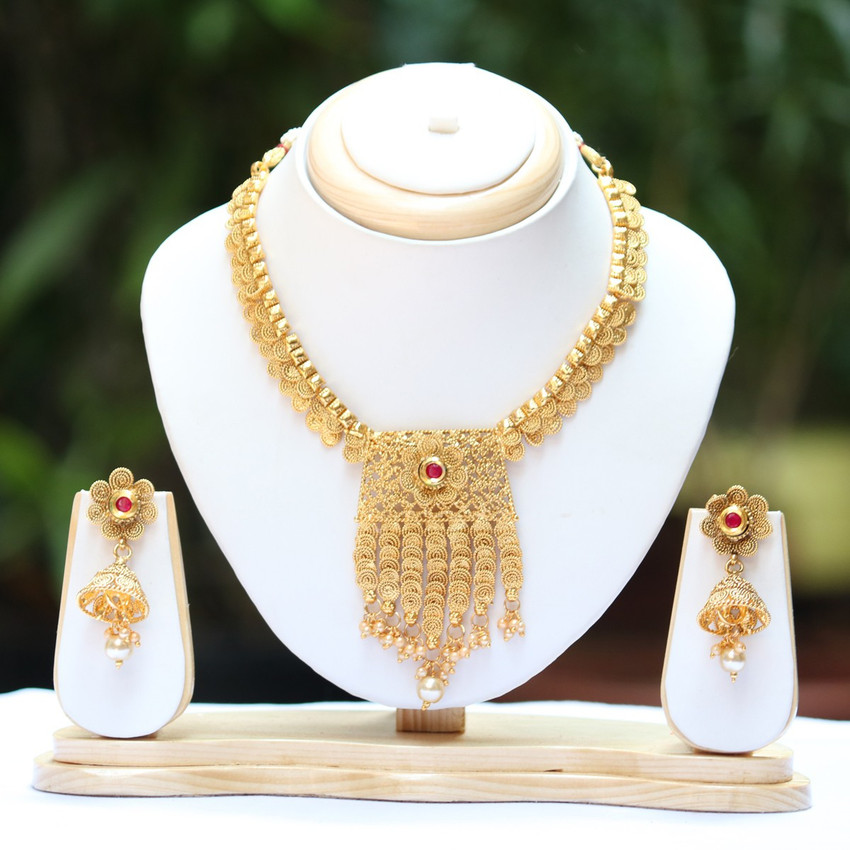 Swarajshop golden discount necklace set