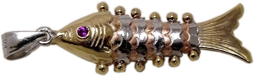 Sahiba Gems 925 Sterling Silver Fish Pendant For Unisex Rhodium