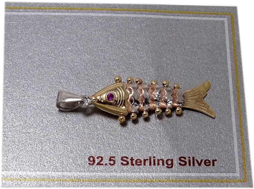 Sahiba Gems 925 Sterling Silver Fish Pendant For Unisex Rhodium