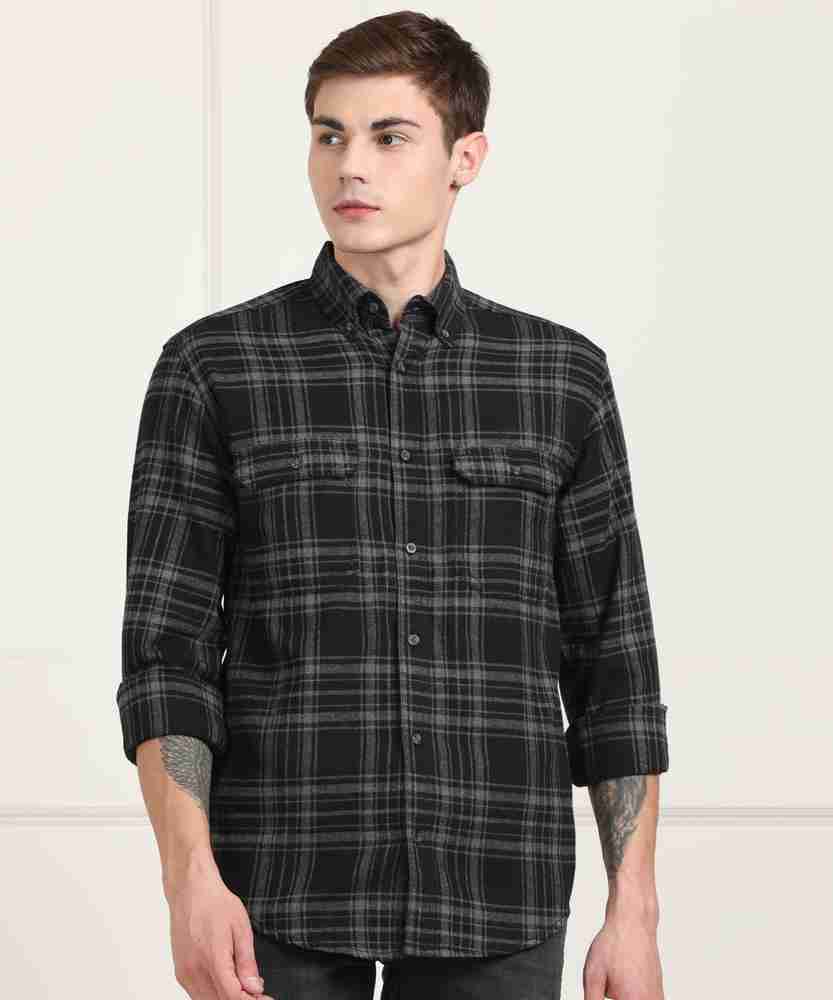 George Men Checkered Casual Black Shirt Buy George Men Checkered