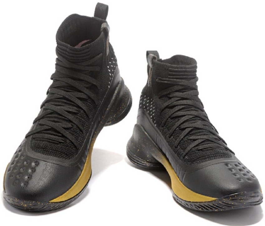 Steph curry 4 black best sale and gold