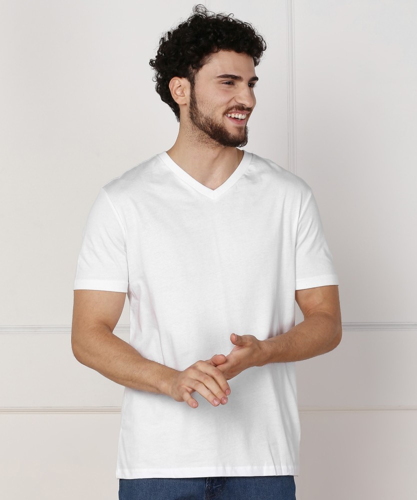 GAP Solid Men V Neck White T Shirt Buy GAP Solid Men V Neck