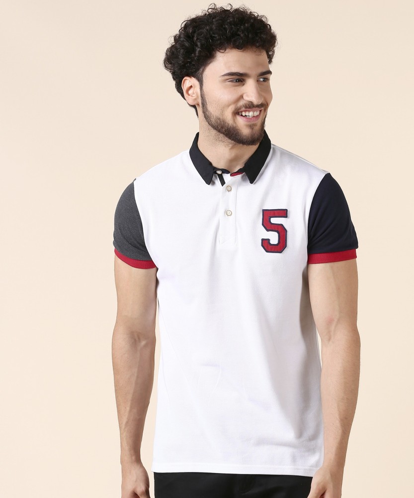 FastColors Colorblock Men Polo Neck White T-Shirt - Buy FastColors  Colorblock Men Polo Neck White T-Shirt Online at Best Prices in India