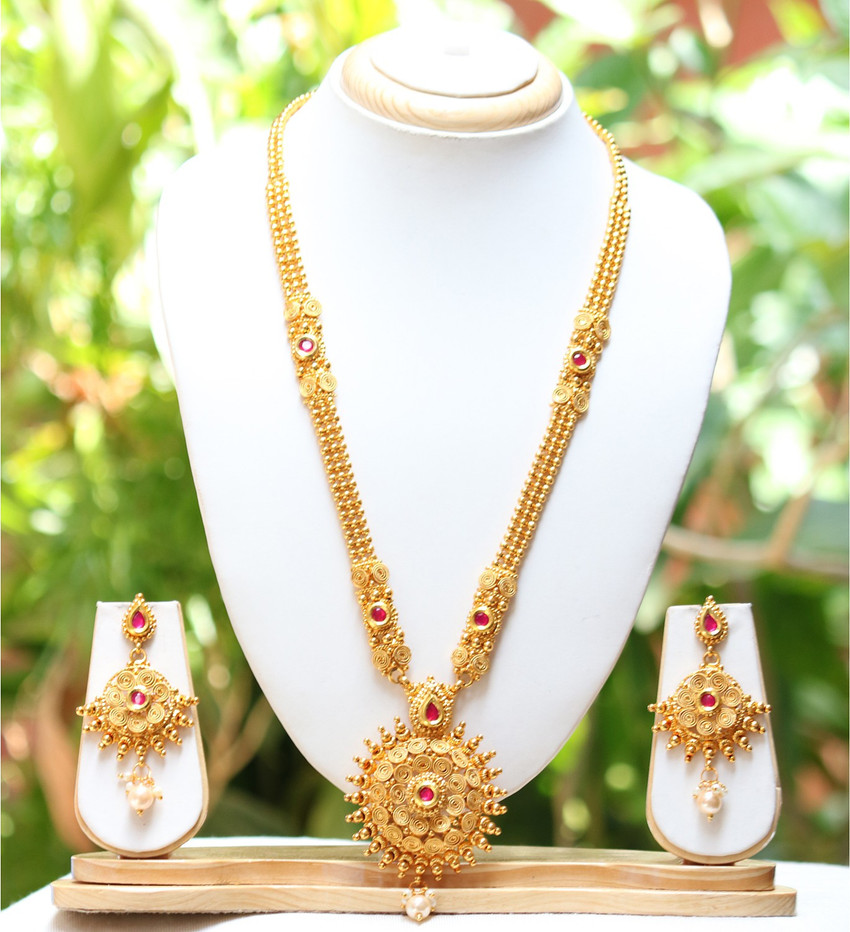 Swarajshop Alloy Gold plated Gold Jewellery Set Price in India