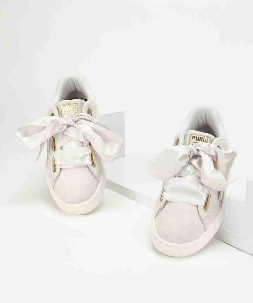 Puma suede heart satin beige best sale