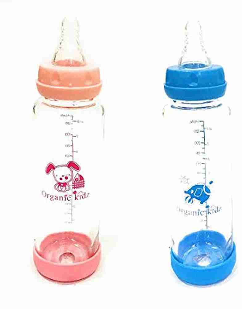 Organic Kidz little angle glass Feeding Bottle 240 ml Blue