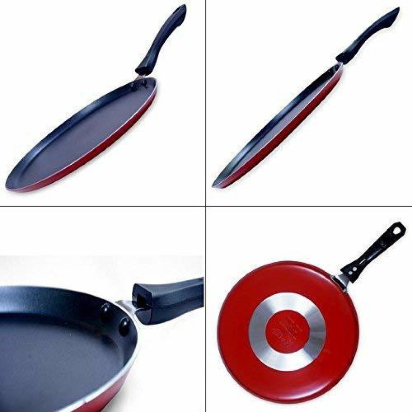 Master Non Stick Aluminum Dosa Tawa 28 cm with Wooden Spatula, Gas Stove  Compatible, Non Stick Coating, (Maroon)