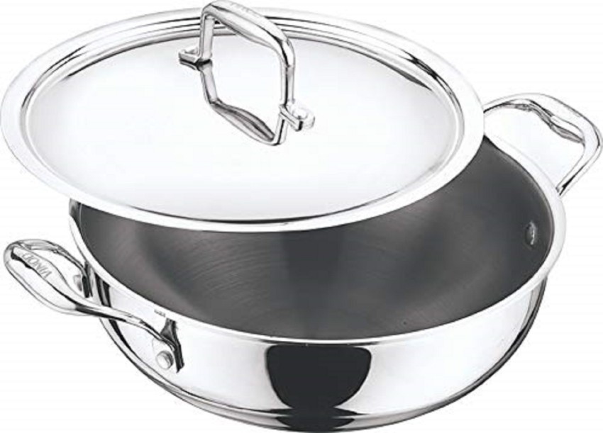 Vinod Platinum Triply Stainless Steel Kadai With Lid - 36 cm, 8 L