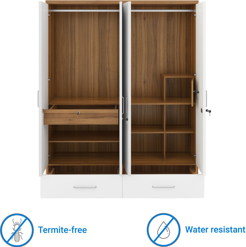 SPACEWOOD Apex Engineered Wood 4 Door Wardrobe Price in India