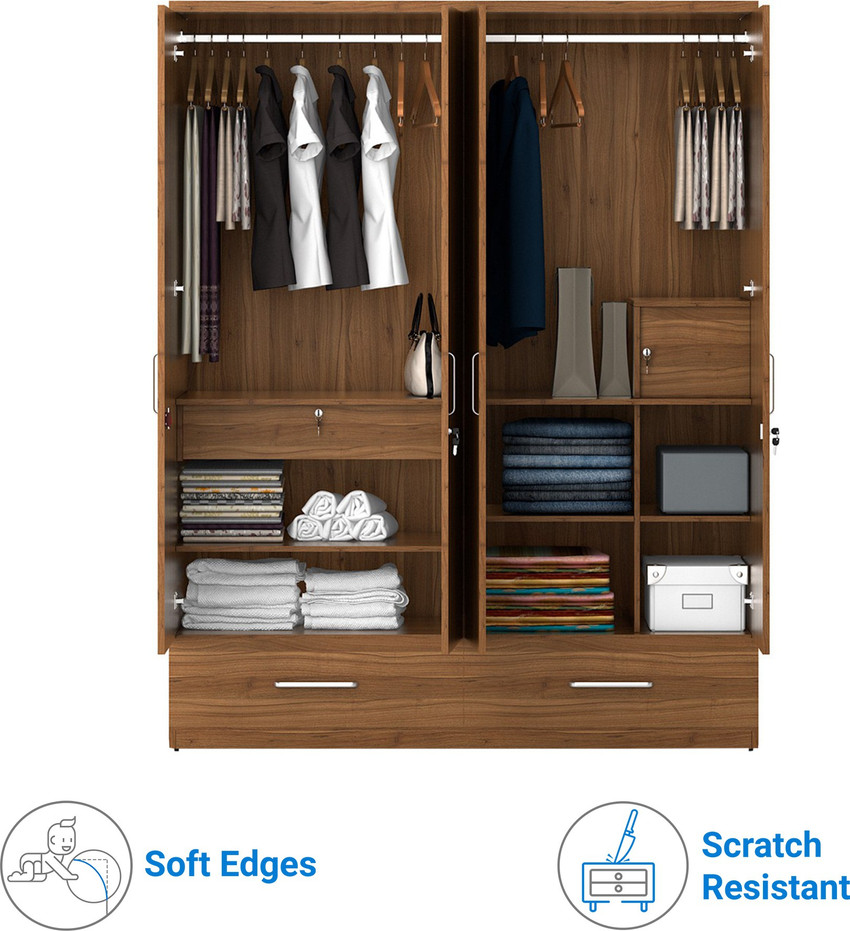 Spacewood classy engineered wood store 4 door wardrobe
