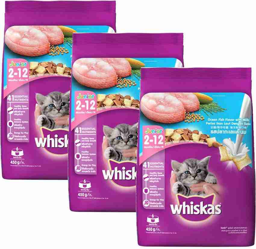 Whiskas 2 12 junior ocean fish flavour 450g 1.35 kg 3x0.45 kg Dry