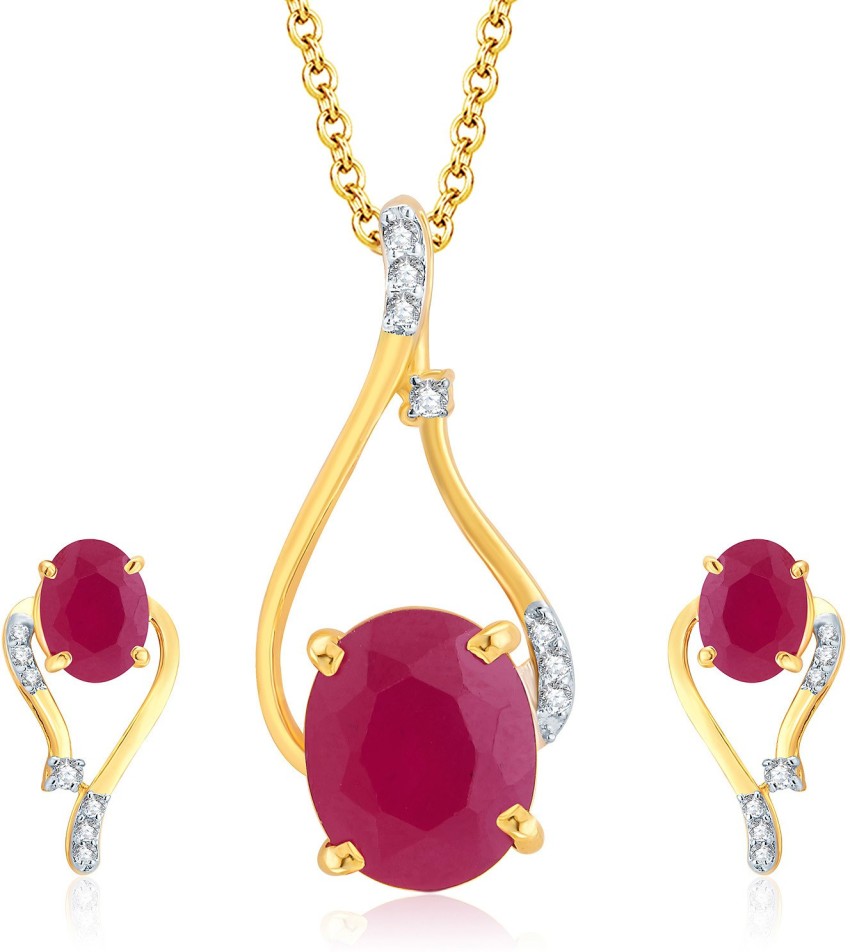 Ruby diamond sale pendant set