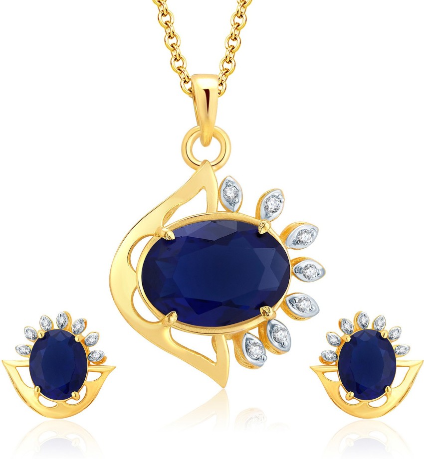 Designer Sapphire Necklace and Earrings Set  ARJW1008RD  ARCADIO