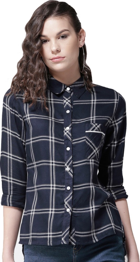 Blue checked shirt outlet womens