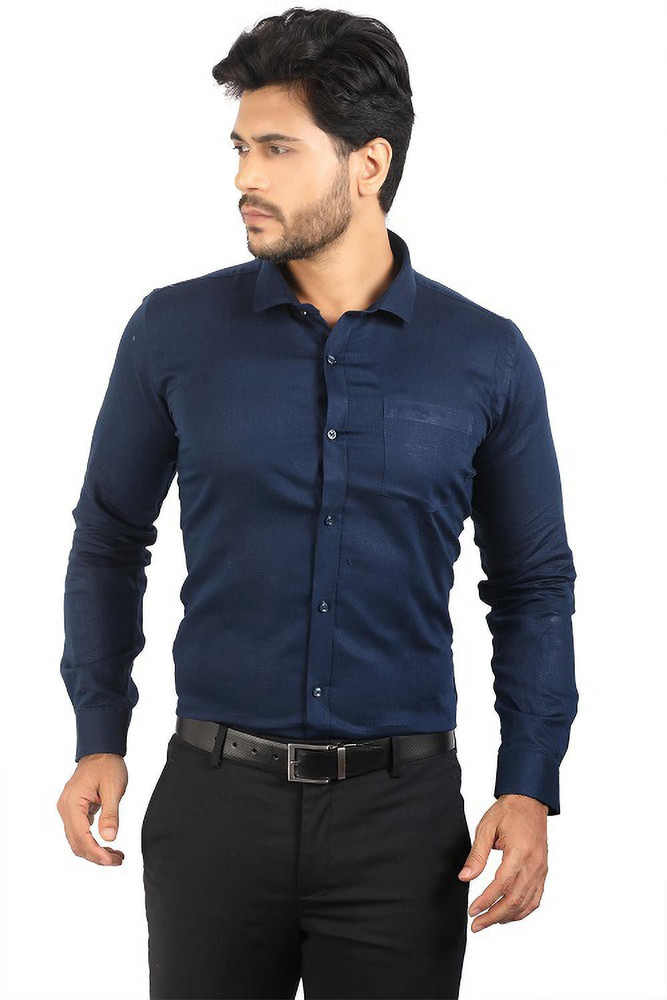 Business casual online blue shirt