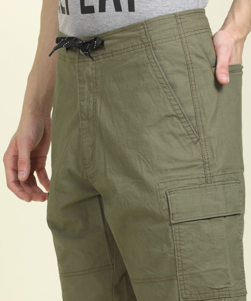 With Pockets Male Bermuda Short Pants Green Solid Men's Cargo