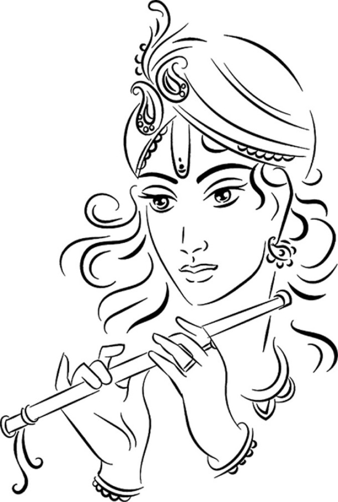 Radha Krishna Sketch - Face Portarit Wallpaper Download | MobCup