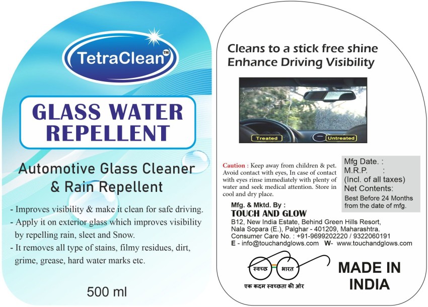 TetraClean Glass Water Repellent, Automotive Glass Cleaner & Rain