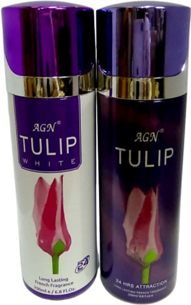 AGN Tulip White Tulip Deodorant Body Spray 200ml Pack Of 2