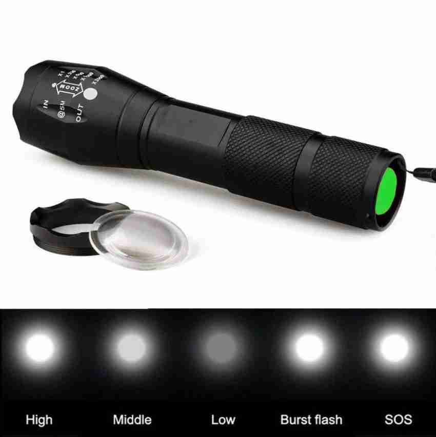 UNZAG Metal LED Torch Flashlight XML T6 Water Resistance 5 Modes Adjustable Focus  Torch Price in India - Buy UNZAG Metal LED Torch Flashlight XML T6 Water  Resistance 5 Modes Adjustable Focus Torch online at