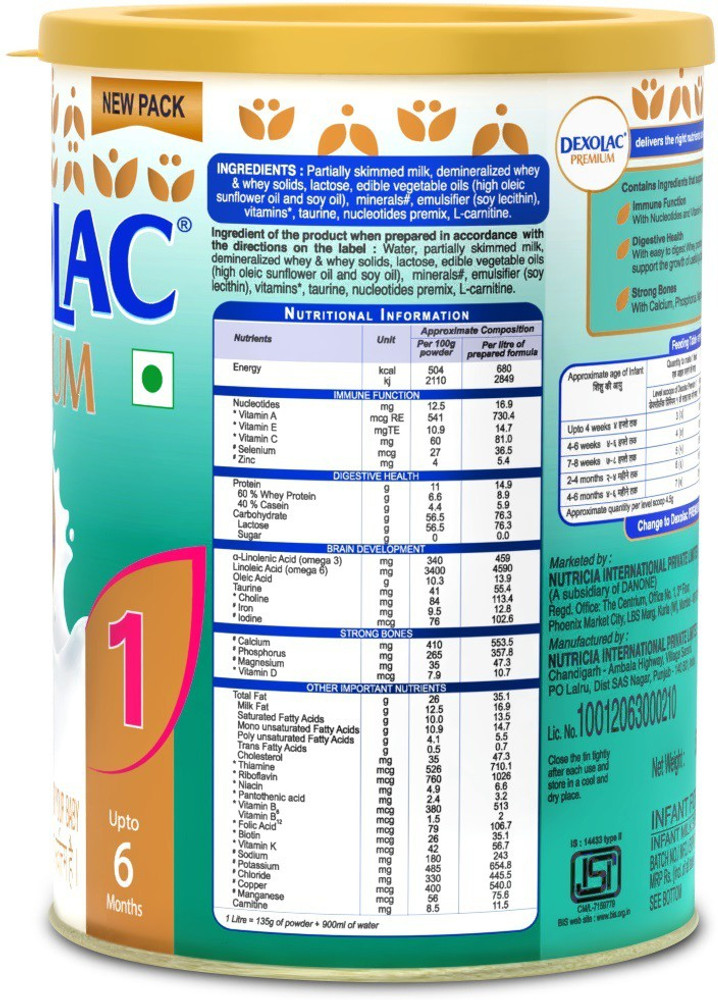 DEXOLAC Premium Infant Formula Powder Stage 1 Price in India