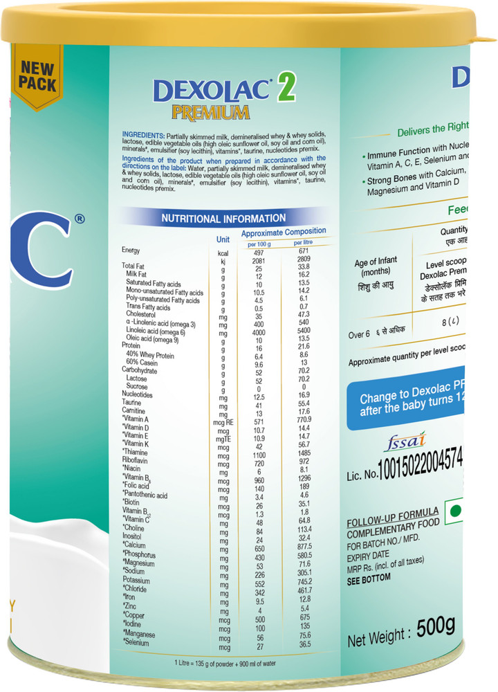 DEXOLAC Premium Infant Formula Powder Stage 2 Price in India