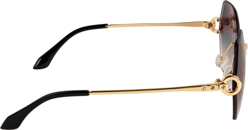 AISLIN UV Protected Cat eye/Oval Sunglasses for Women Stylish - (Black Lens | Black-Gold Frame | Large Size)