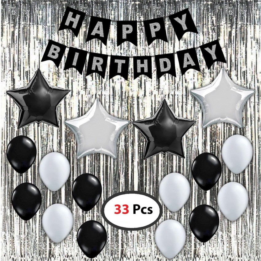 Theme My Party Birthday Decorations Kit Black and Silver Birthday Party  Price in India - Buy Theme My Party Birthday Decorations Kit Black and Silver  Birthday Party online at