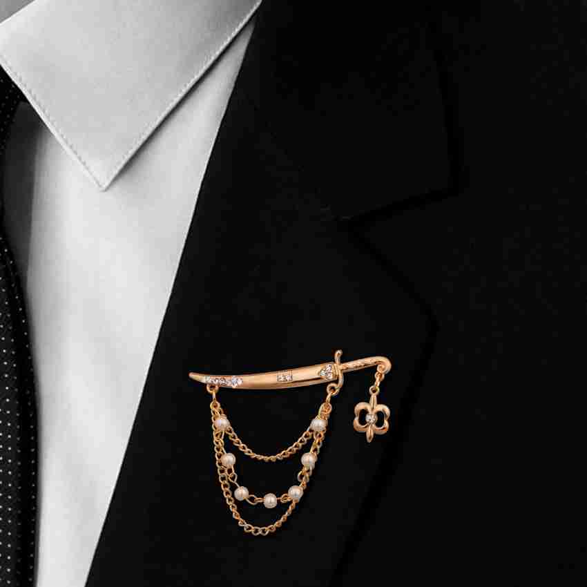 Adorn Golden Sword Chain Brooch For Men Brooch Price in India Buy Adorn Golden Sword Chain Brooch For Men Brooch online at Flipkart