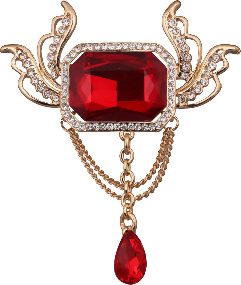 Adorn Golden Designer Red and White Rhinestone Brooch For Men Brooch Price in India Buy Adorn Golden Designer Red and White Rhinestone Brooch For Men Brooch online at Flipkart