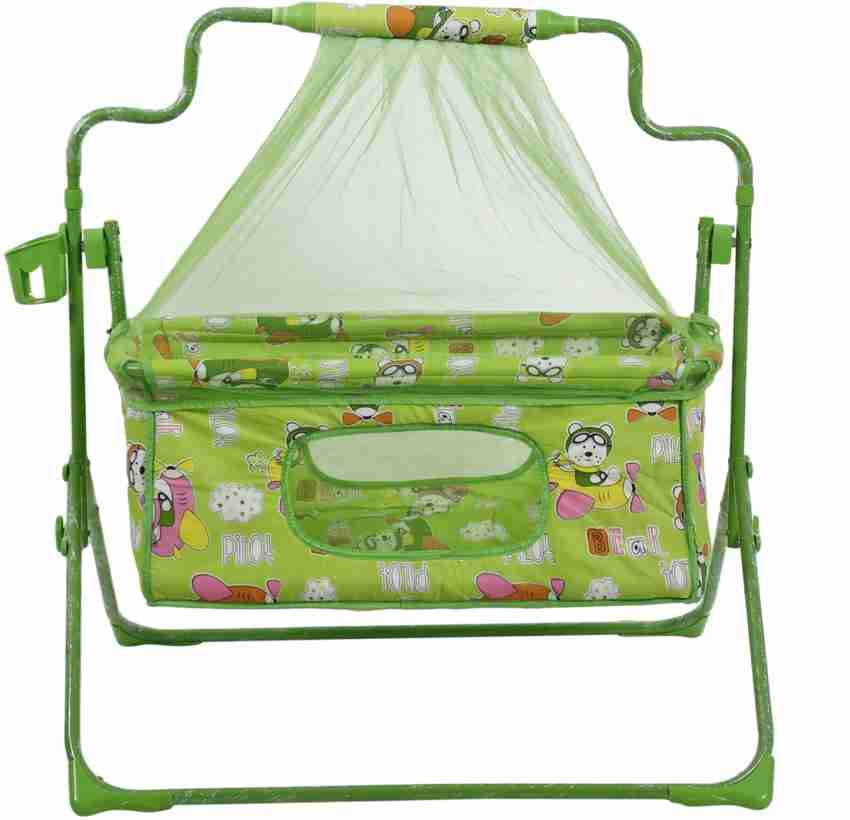 NHR Fun Baby Cozy New Born baby Cradle baby jhula baby palna crib Bassinet with Mosquito Net and Bottle Holder Bassinet