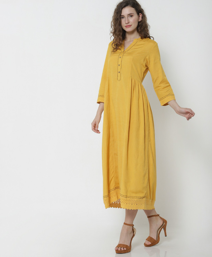 Morpankh Women Gathered Yellow Dress Buy Morpankh Women Gathered Yellow Dress Online at Best Prices in India Flipkart