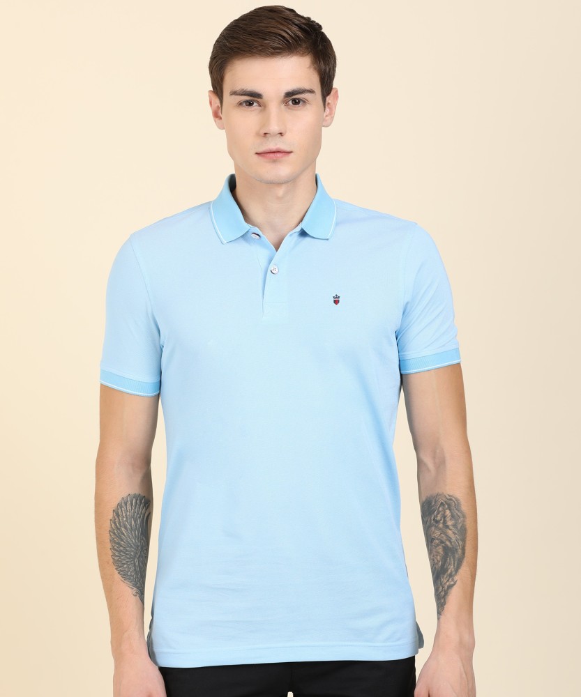 40% OFF on Louis Philippe Sport Solid Men Polo Neck Blue T-Shirt