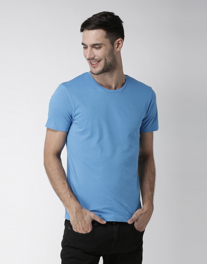 Celio Solid Men Round Neck Blue T Shirt Buy Celio Solid Men