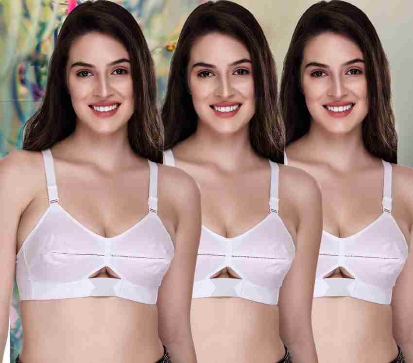 Plain Sona Moving Cotton Strap Full Cup Plus Size Non Wired Bra at