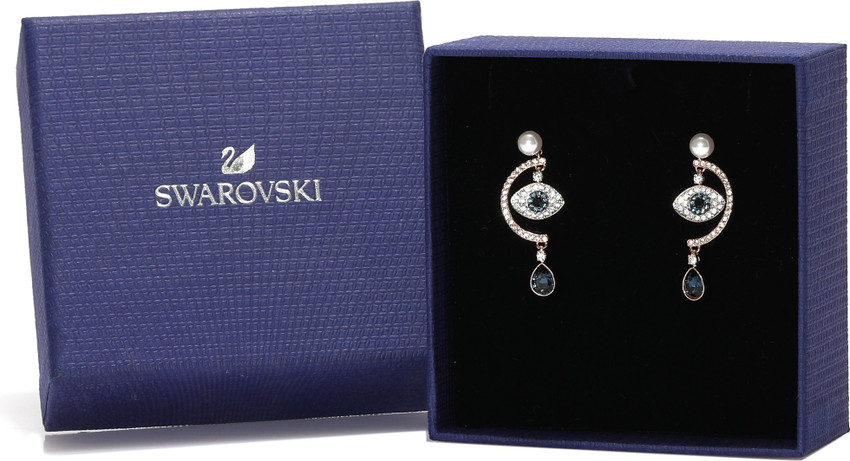Swarovski Crystal Lucky Evil Eye Pendant Rose Gold Earrings  Amour Design  Jewellery