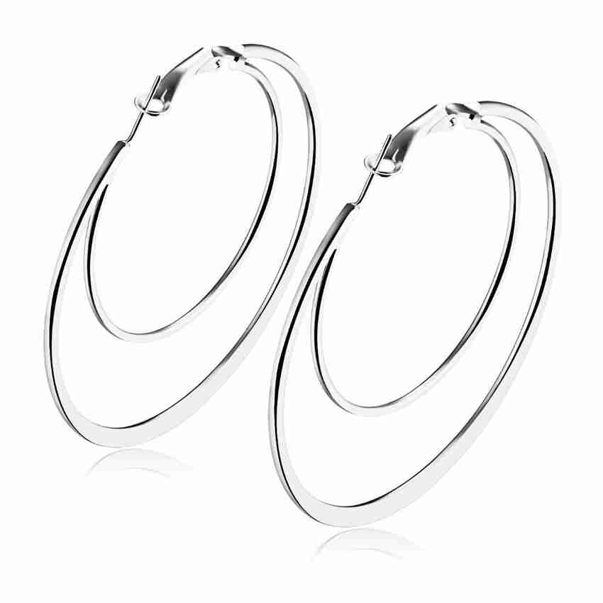 Flipkart Buy Aaishwarya Modern Double Circle Silver Hoop Earrings Alloy Hoop Earring Online at Best Prices in India